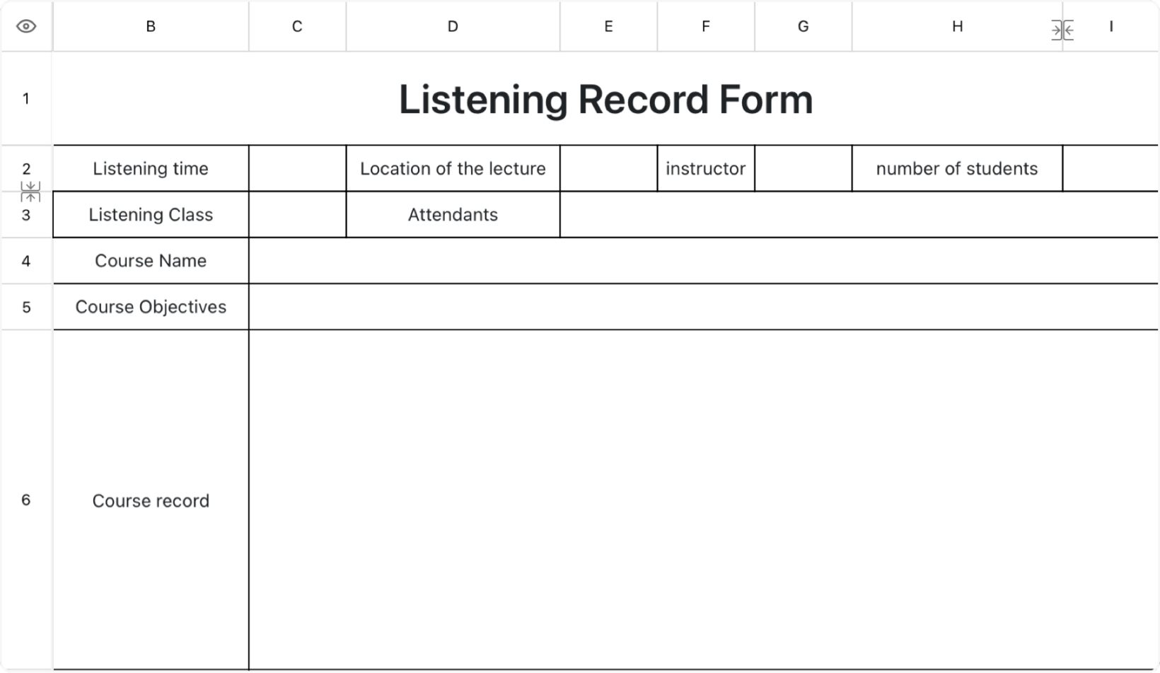 Listening Record Form